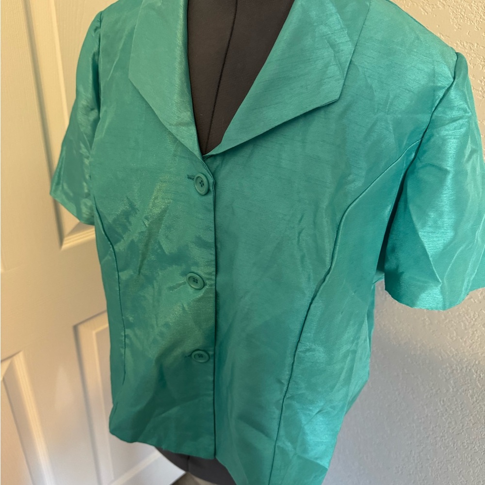 Elegant Teal Button-Down - image 2